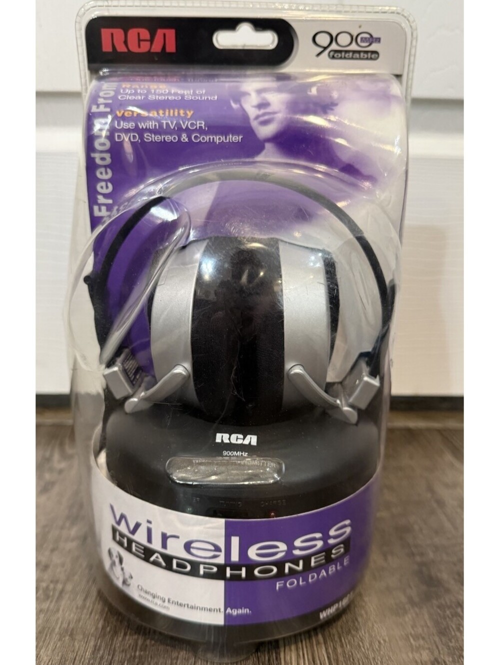 RCA Wireless Stereo Headphones 900MHz Transmitter WHP160 Foldable 150 ft Range